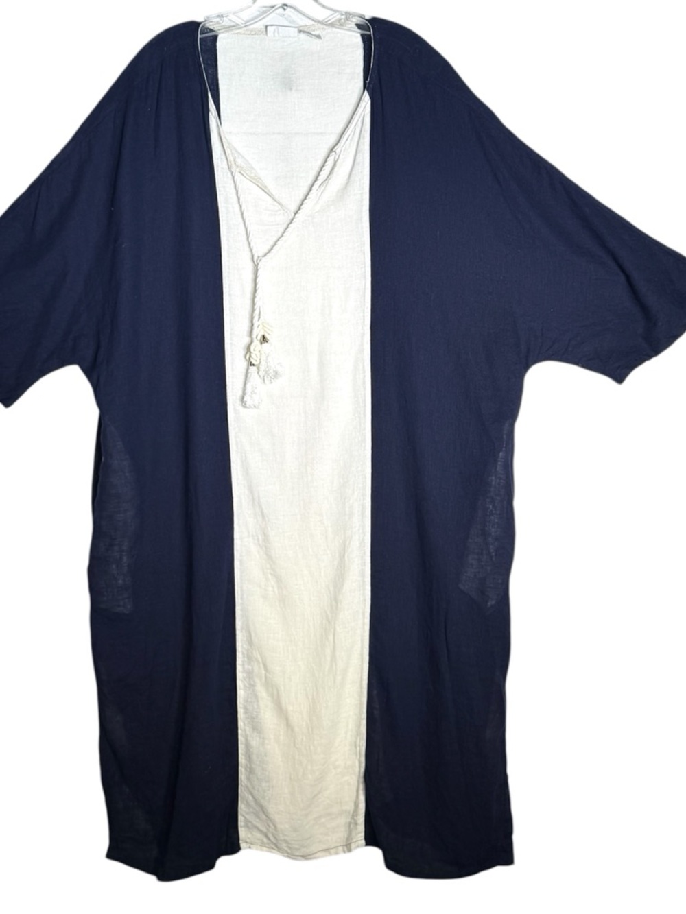 Sigrid Olsen Kaftan Pool Beach Cover-Up Maxi Lounge Dress Linen Blend Sz XL